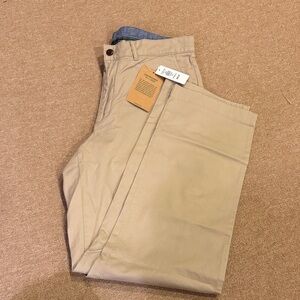 L.L. Bean Men's LAKEWASHED Tan plain front Khaki Chinos 34X32 NWT